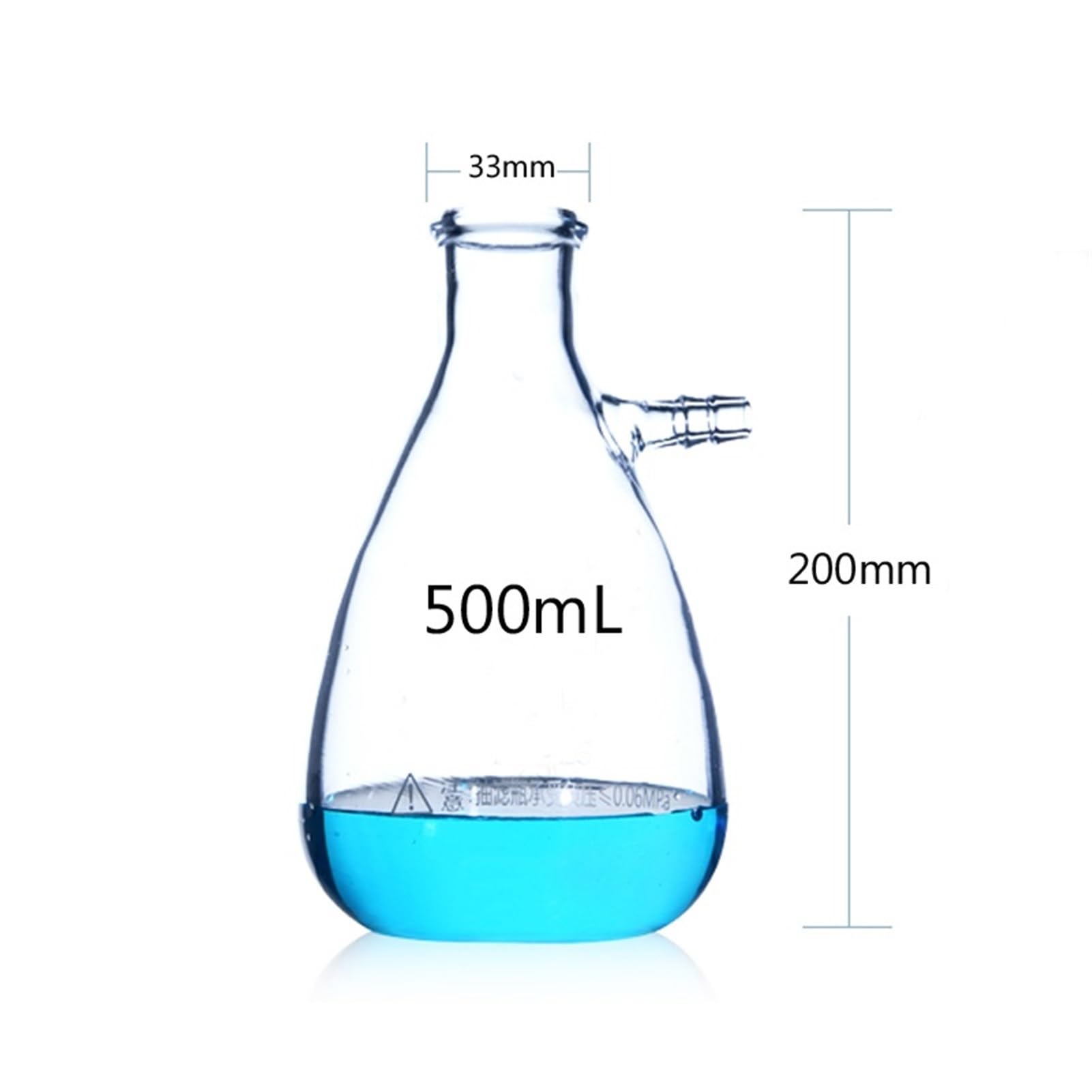 Matraz Erlenmeyer Graduado de Borosilicato, Matraz de filtración de Vidrio de 125 ml a 2000 ml con Tubo Superior Matraz de succión de Laboratorio Cristalería de Laboratorio(1000mL)