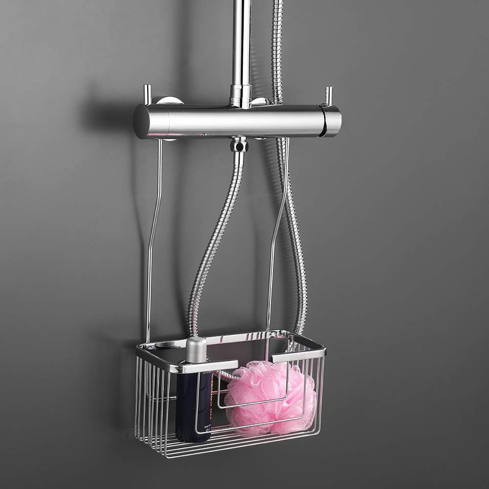 Kibath Cesta Portageles Estante de ducha para colgar en grifería. Sistema antibalancelo. Facil instalacion sin hacer agujeros ni taladros.