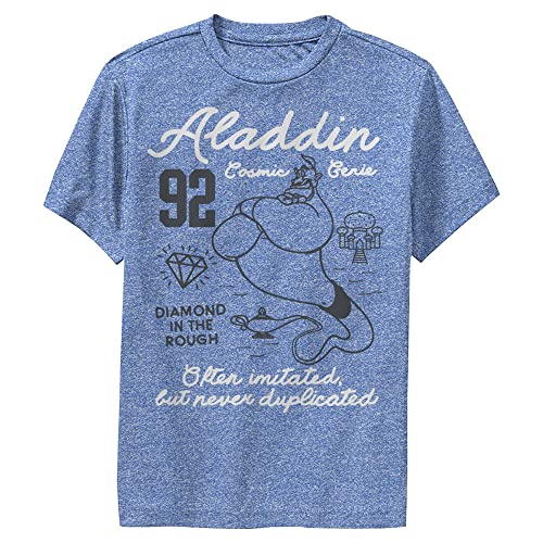Disney Boy's Genie Linework T-Shirt, Royal Blue Heather, Medium