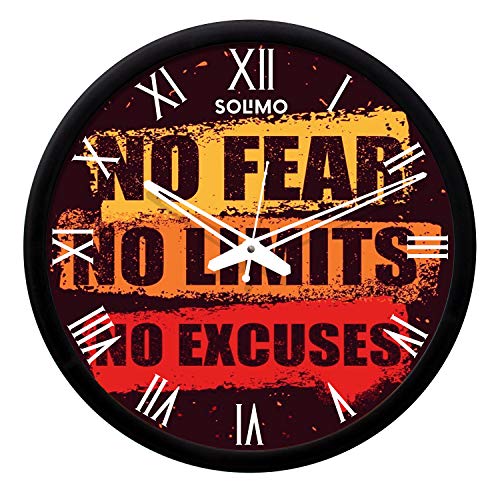 Image of Amazon Brand - Solimo Plastic Contemporary Wall Clock (12 inch, Silent Movement, Black Frame)