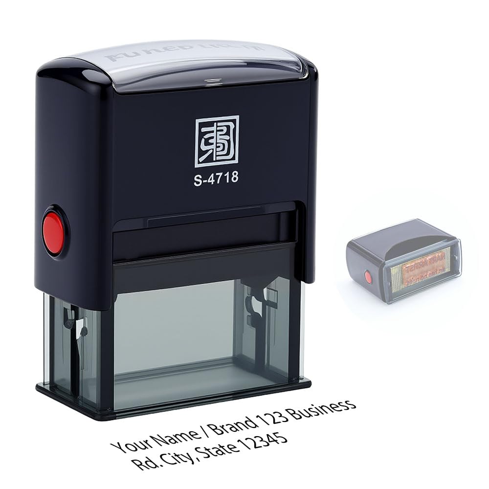 Personalized Self-Inking Rubber Stamp, Custom Return Address Stamp with Multiple Ink Colors & Font Styles, Clear Crisp Impression Stamper for Mails, Wedding Invitations, Business Office & Crafts