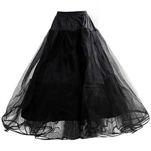 HIMRYu00ae Reifrock Petticoat 5 Schichten Ohne Ring, Underskirt Unterrock, One Size Gr. 34 bis Gr.44, Hochzeitskleid Ballkleid Brautkleid Krinoline Schwarz KXB0011