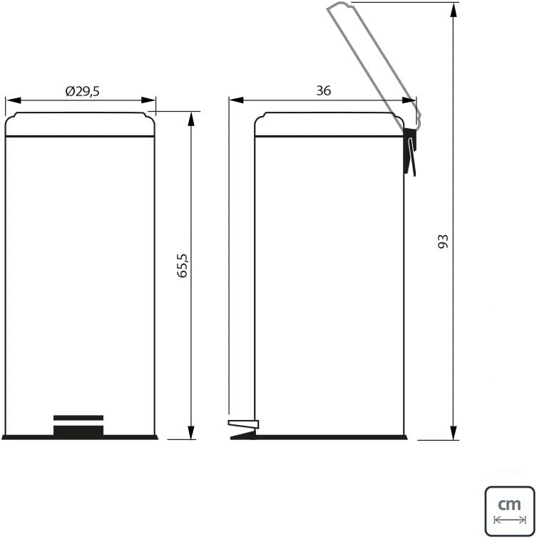 Tramontina Brazil 94538130 Lixeira com Pedal e Acabamento Polido e Balde Interno Removível, 30 L, Prata