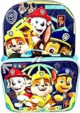 Ruz Paw Patrol Boy's 16 Inch Backpack With Removable Matching Lunch Box Set (Black-Blue)