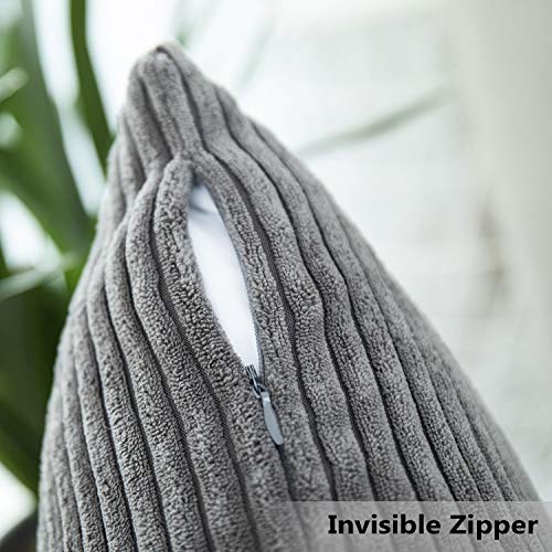 Home Brilliant 2 Pack Super Soft Striped Corduroy Decorative Euro Throw Pillow Sham Cushion Cover For Couch, 26X26 Inch, Dark Grey #TOP3