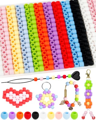 FIVEIZERO 300PCS 8x10mm Silicone Hair Beads 10 Colors Large Hole Beads