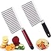 2 Piezas Cuchillo Para Patatas De Acero Inoxidable, Cortador Ondulado, Cortador De Papas Fritas, Cuchillo Para Patatas De Acero Inoxidable Para Patatas, Pepinos, Zanahorias, Manzanas (Negro, Rojo)