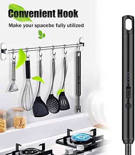 Candle Lighter Rechargeable, Aongray Electric Arc Long Lighter Ignition with USB Rechargeable Cable, Windproof Flameless Electronic Lighters for Kitchen, BBQ Barbecue Candles Gas Stove (Black)