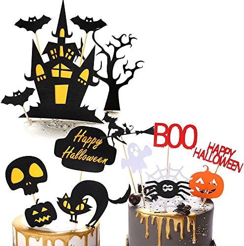 35 PCS Halloween Cake Topper Set – Spooky Flower Balls, Roses & Dead Branches For Themed Party Decor