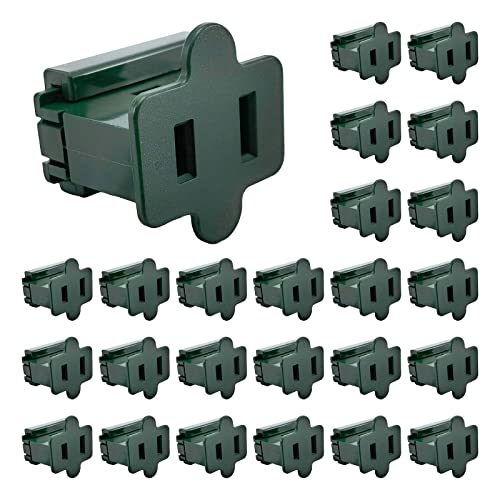 Image of 25 Pack Green SPT-1 Vampire Female Plug for Christmas Lights Sets - Slip, Zip, Gilbert (SPT-1 Green Female)