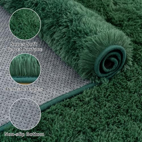 Tapete rectangular grande de 4 x 6 pies verde oscuro miniatura 6