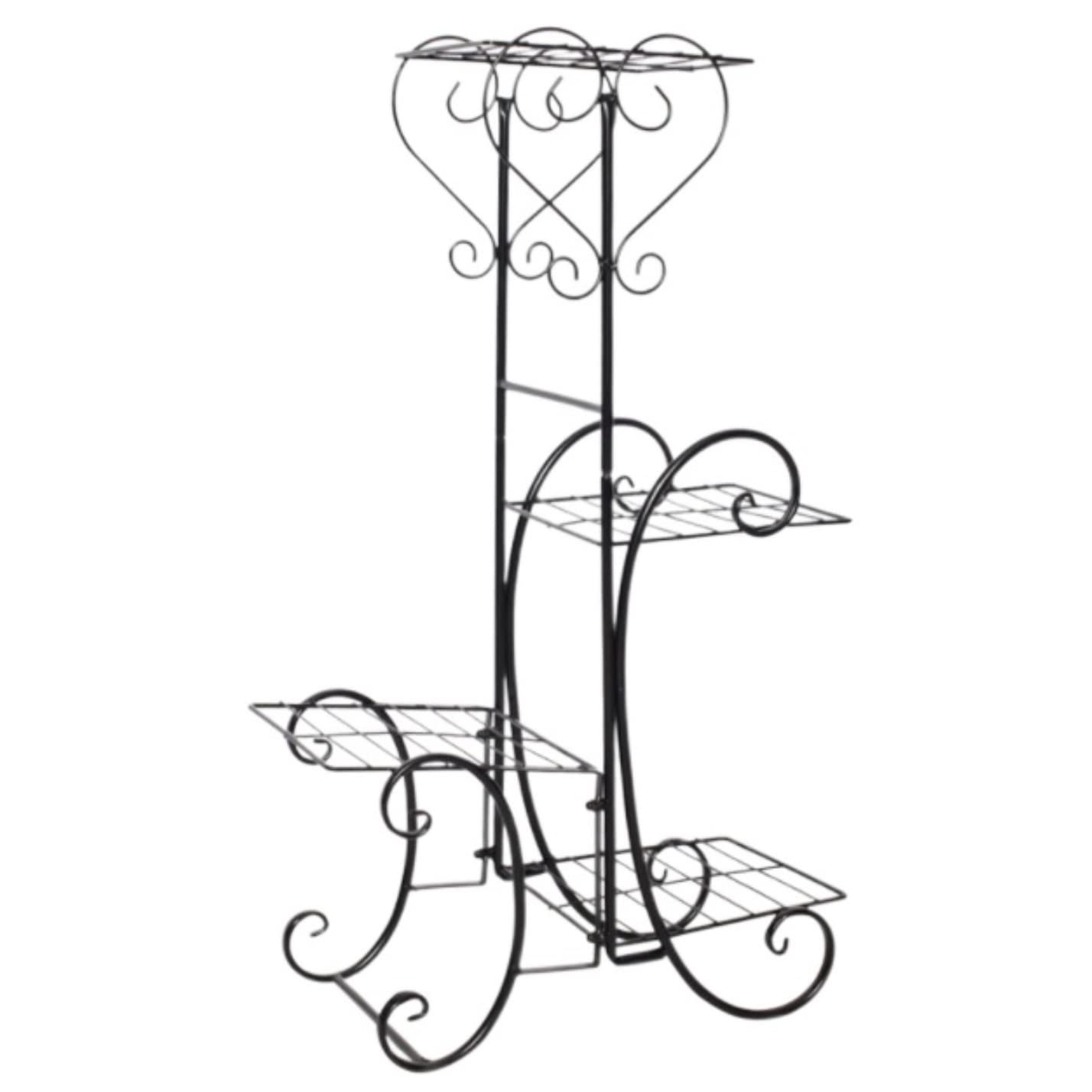 DFGHNBVC Plant Stand Plant Shelves Flower Holder Metal Plant Stand Ceative Flower Pot Holder 4 Tier Flower Stand Housewarming Garden Display Flower Stand Plant Shelf Plant Rack,Nero-82 * 52 * 25Cm