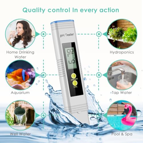 Image of PH Meter 0.01 High Accuracy 0-14 PH Test Range Water Quality Tester with ATC | Easy to Use Swimming Pool Aquarium Food Plants Digital PH Meter for Water, Pool and Aquarium | Warranty-1 Year