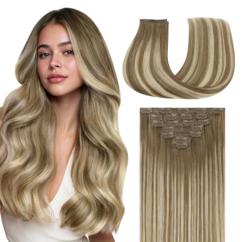 Image of GOO GOO Seamless Clip in Hair Extensions Real Human Hair Remy Extensions