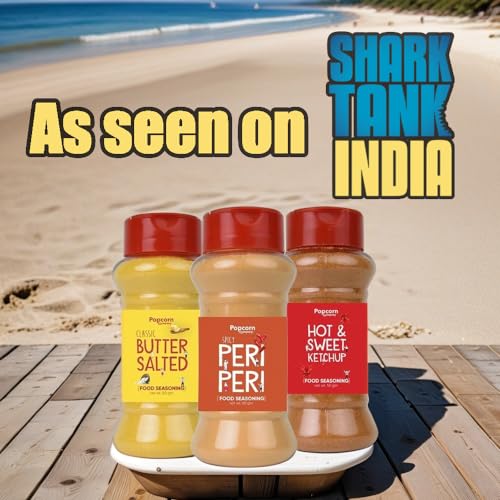 Image of Classic Butter Salted, Peri Peri, Hot & Sweet Instant Seasoning Mix Combo Pack of 3 - Unique Blend of Spices and Herbs for carbs - 200gm By Popcorn & Company