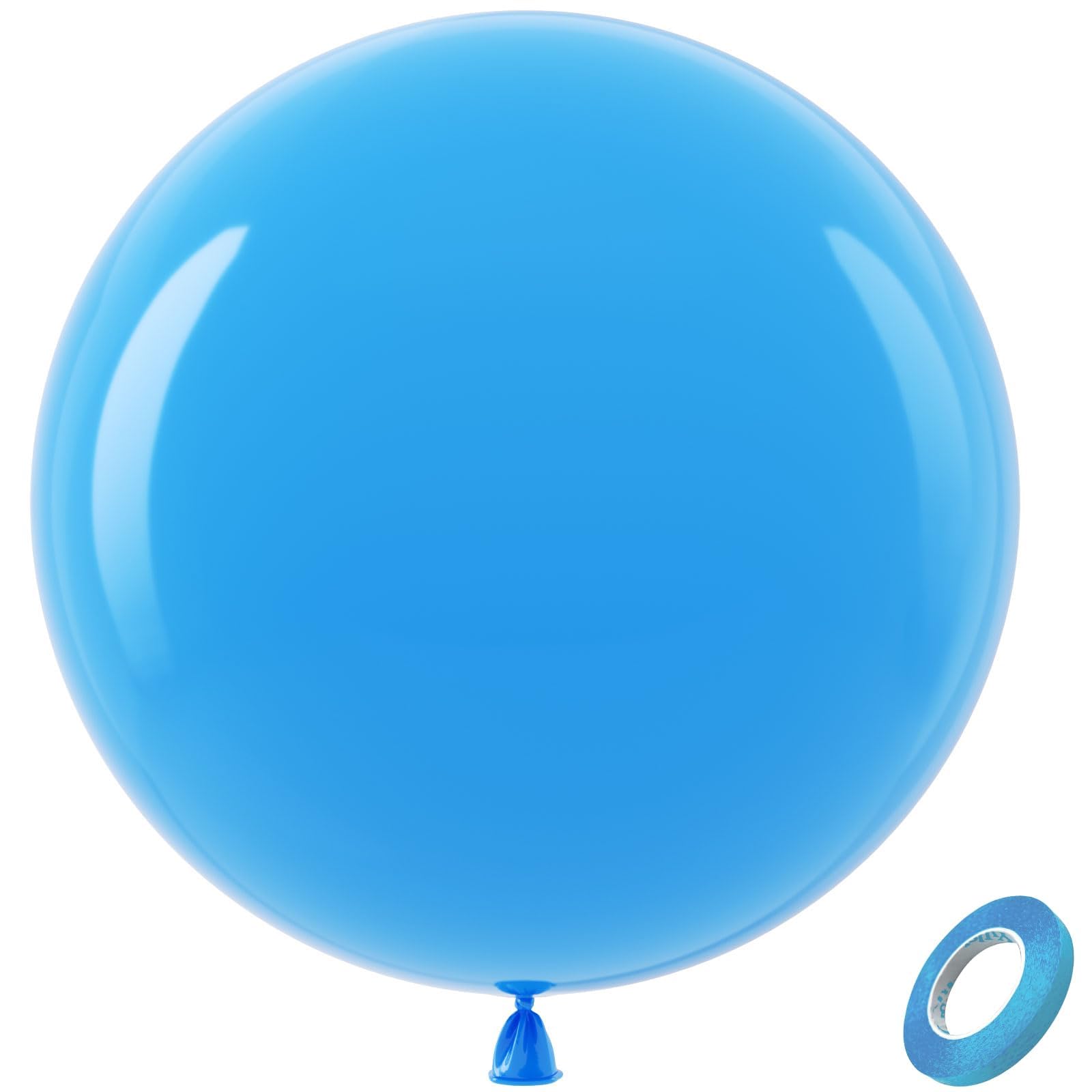 Bezente Blue Giant Balloons 36 Inch - 8 Pack Jumbo Blue Balloons Large Round Light Blue Latex Balloons for Birthday Wedding Bridal Shower Gender