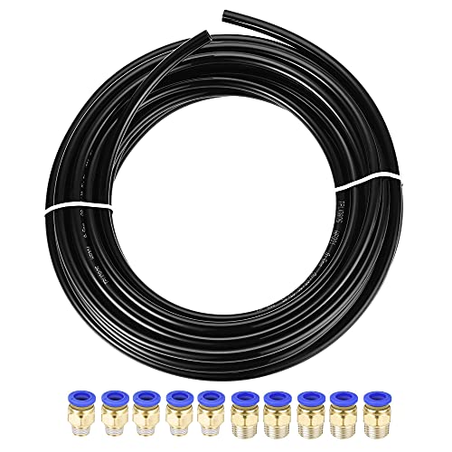 Tuyau pneumatique polyuréthane 8mm noir 10m avec 10 raccords rapides