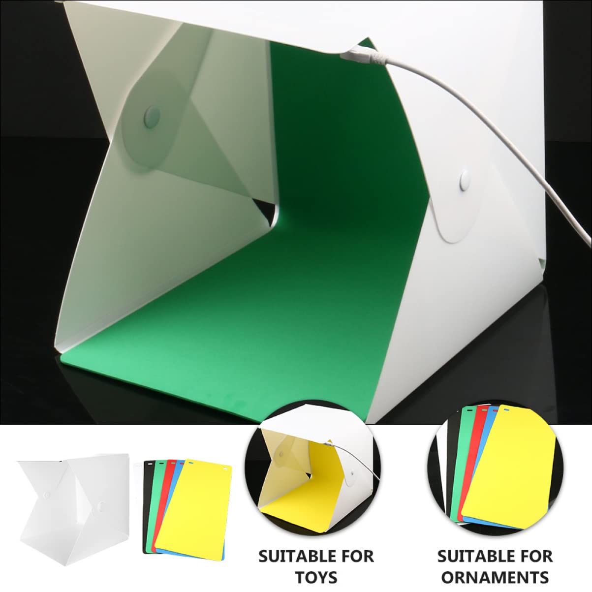Mini Boîte Photo Pliable 1 Set Abs, Double Bande LED, Éclairage Uniforme