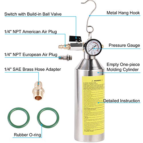 Jifetor Ac Flush Kit, Car Air Conditioner System Clean Canister Flushing Gun Tool Set, For Auto Hvac Pipe Line Cleaning, With 220Psi Gauge, Air Fittings And Hose #TOP3