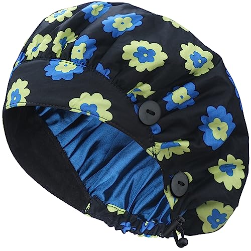 Image of ABAMERICA Bouffant Caps with Button and Sweatband, Adjustable Scrub Caps for Women Men, One Size Multi Color