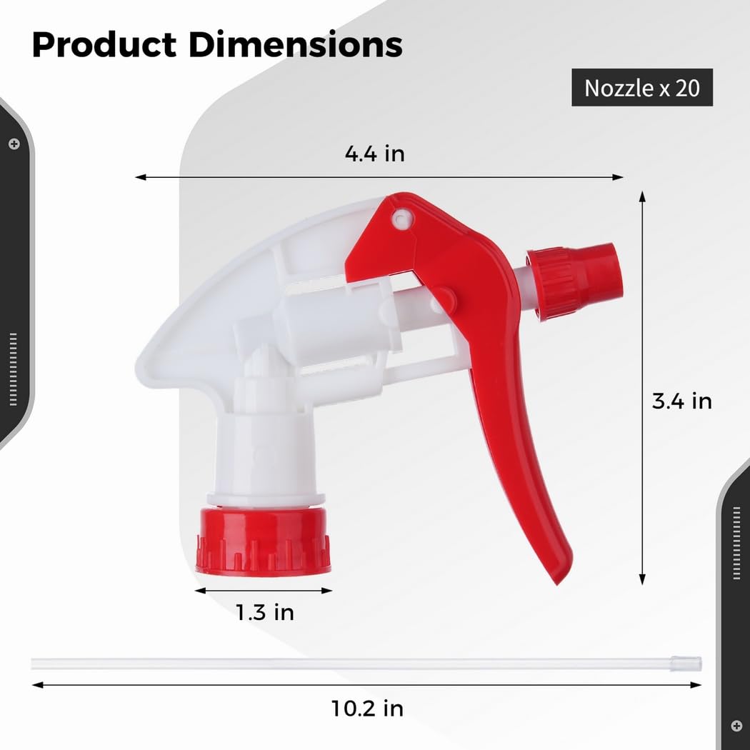 20 Stk Ersatz Trigger Sprühdüsen, chemikalienresistenter Sprühkopf als Ersatzteil, Kunststoff Verbinder für Sprühflaschen, für Garten, Pflanzenpflege, Hausreinigung und Haushalt