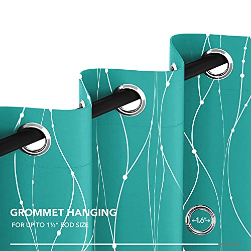 image for Deconovo Grommet Blackout Turquoise Curtains, 63 Inch Long, Pack of 2 