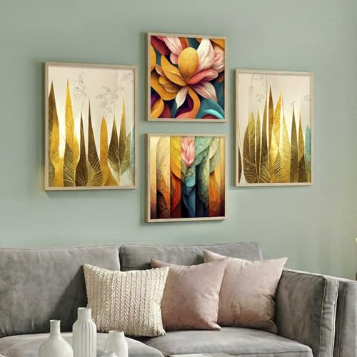 Image of kotart Aesthetic Modern Wall Decor Paintings with Frame for Home Decoration - Painting for Living Room Bedroom - Painting for Wall Decoration Set of 4 (Art 4, Big (13x17 or 13x13 inch))