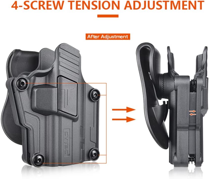 Mega-fit OWB Holster for Full Size and Compact Pistols with Red Dot Sight and Front Hight Sight, Left/Right Option