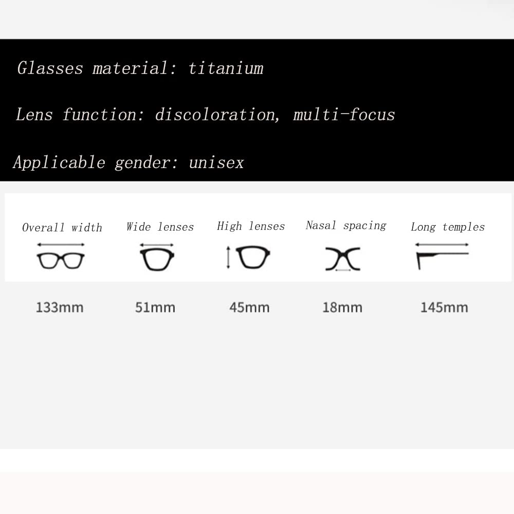 FREAZE Occhiali da sole fotocromatici Occhiali da lettura con montatura di grandi dimensioni in titanio leggeri lettori di computer HD per gli uomini 1.0+