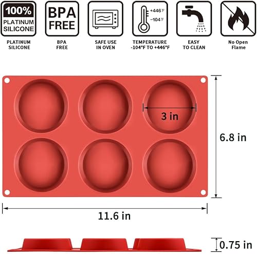 Miniatura 8 de CAKETIME Molde de silicona para magdalenas  Molde redondo de silicona para hornear Whoopie de 3 pulgadas para pastel Whoopie, pan de maíz, bocados