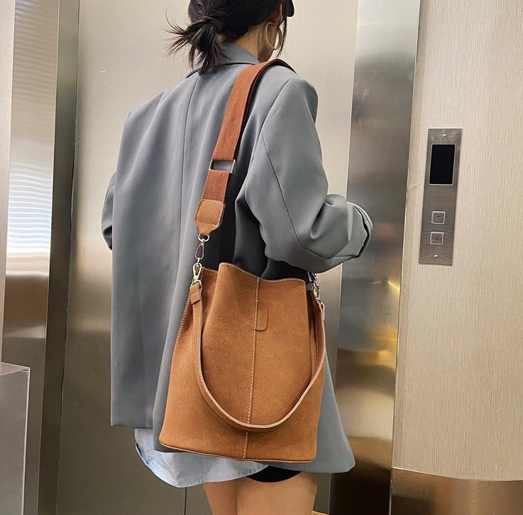 Bucket Bag for Women Girls Large Capacity Genuine Leather Crossbody Shoulder Purse Casual Hobo Tote Handbag for Daily Carry3