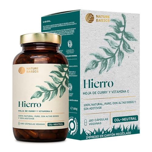 Nature Basics® hierro natural certificado y sostenible en un tarro | 180 (!) cápsulas altamente...
