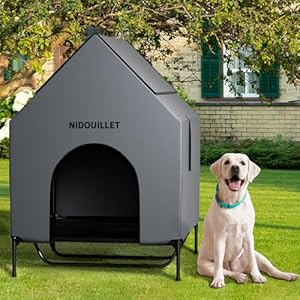 48″ Dog House for Outdoor Indoor, X-Large Dog Houses Weatherproof 600D PVC with 8.5″ H Textilene Elevated Dog Bed Breathable, Easy to Clean, Dog House Max 200lbs