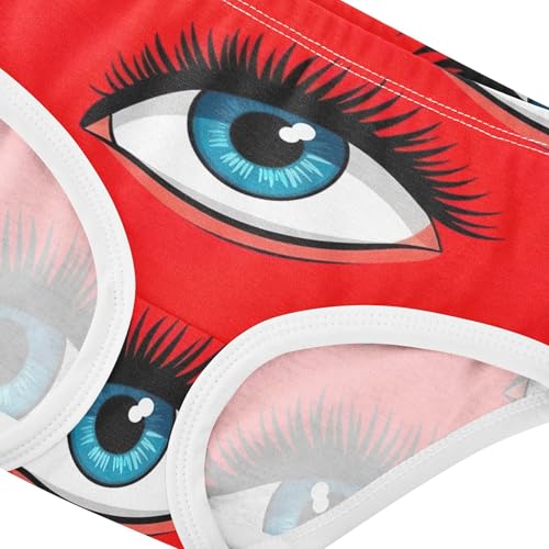 Cotton Toddlers Underwear Floral Blue Eyes Black Eyelashes Red Cute Panties Girl Print Underpants Briefs 2t4