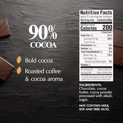 Image of Lindt EXCELLENCE 90% Cocoa Dark Chocolate Bar, Dark Chocolate Candy, 3.5 oz. (24 Pack)