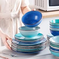 Geschirrset 12 Personen, vancasso Bonita 48tlg Tafelservice Steingut, modernes Ess Teller set und Schalen Set mit je 12 Speiseteller, Salatteller, Suppenteller und Schalen – Ansicht 5