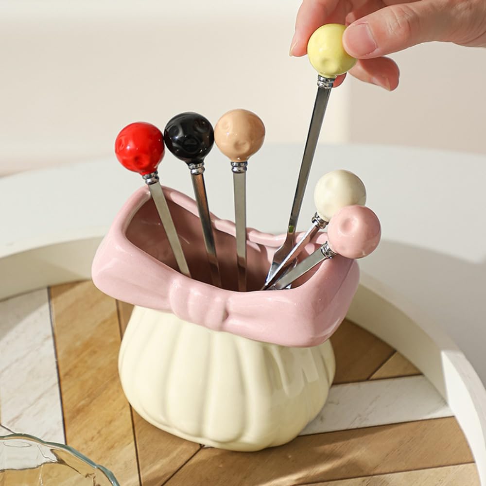 (6 Stück) Edelstahl Obstgabel Set Vorratsglas Haushalt Dessert