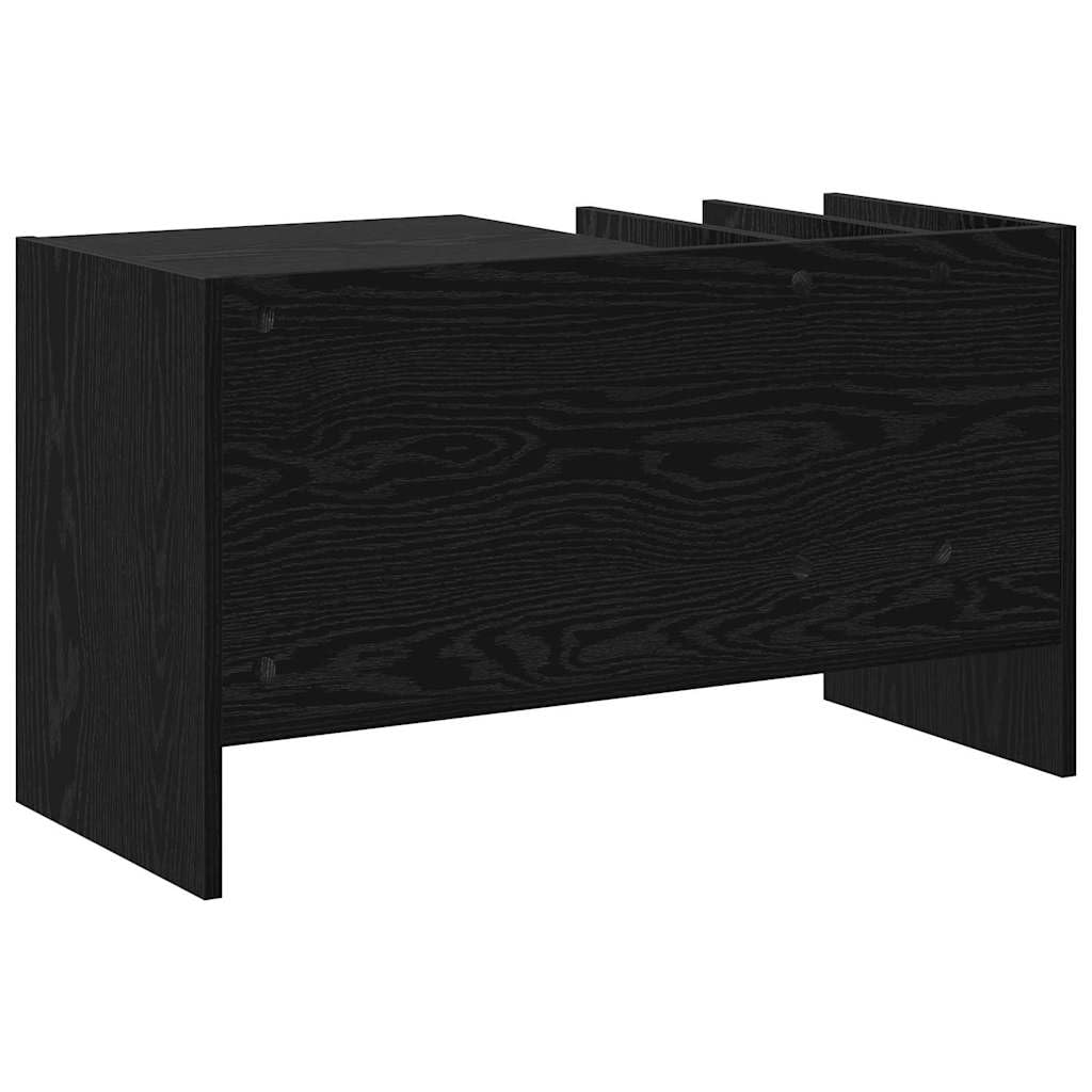 Armario para discos de vinilo, aspecto de roble negro, 78,5 x 35 x 45 cm, con 6 estantes, mueble multimedia versátil para vinilo, CD, DVD, sala de estar y cine en casa