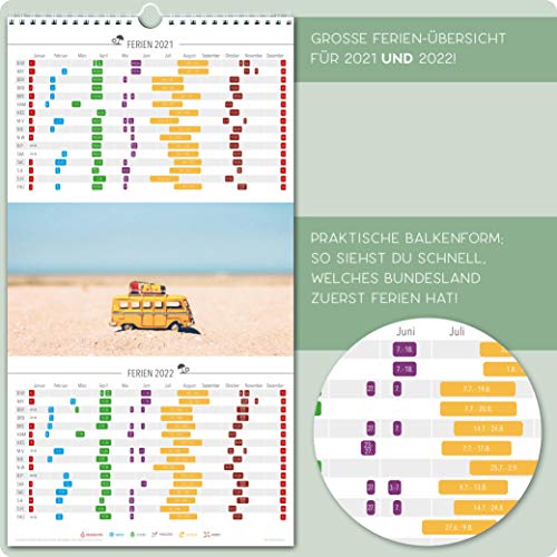 Familieplanner 2022, kalender 2022, wandkalender met 5 kolommen, bloemen, 23 x 43 cm, planner 2022, familiekalender 2022… - Image 8
