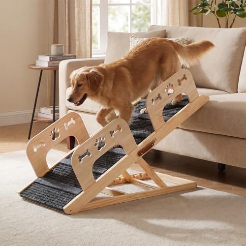 Dog Ramp for Couch Rails 41.34 L Dog Ramp for Bed 17.7 Whidth Foldable Pet Ramp for Large/Small Dogs 4 Detachable Rails 5-Heights (13.6-26.7)
