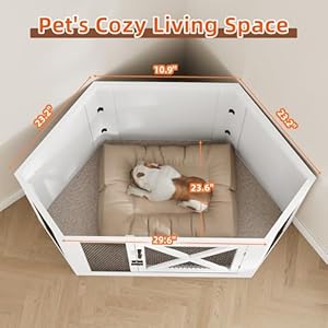 Xilingol Corner Dog Crate Furniture, Wooden Dog Kennel End Table with Mesh, Cage/House for Small Medium Large Dog, Decorative Pet Crate Indoor Use Xilingol Corner Dog Crate Furniture Wooden Dog Kennel End Table with Mesh CageHouse for Small Medium Large Dog Decorative Pet Crate Indoor Use