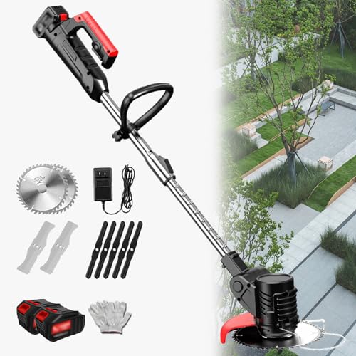 YLANMEI Cortacésped telescópico portátil eléctrico pequeño para el hogar, batería Recargable de 24V, Herramienta de Corte de césped y jardín con Cuchilla 24V/4.0Ah