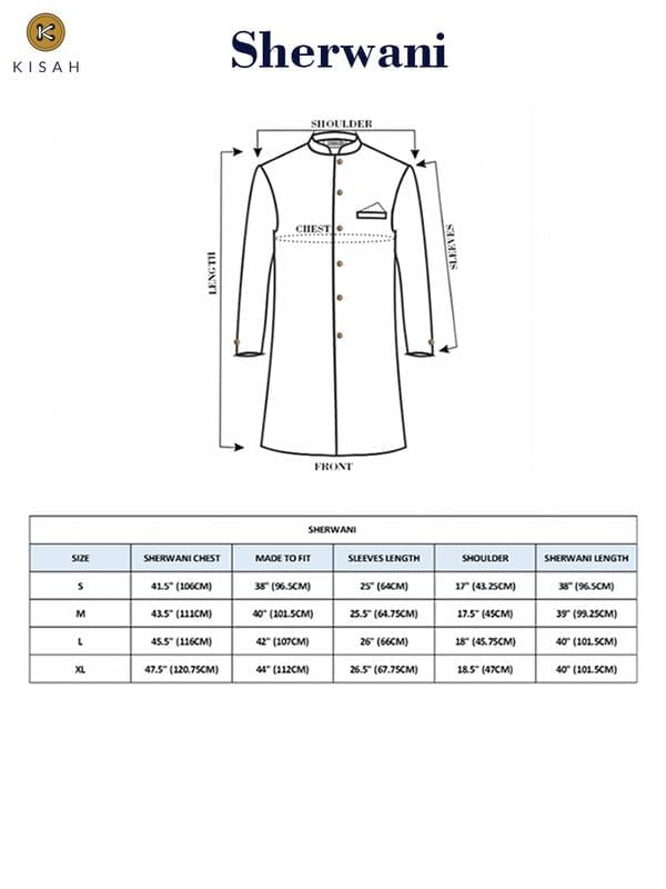 Kisah Men's Sherwani Churidar Set Indo-Western, Green Silk Blend, Jacquard Long Sleeves Regular Fit Mandarin Collar (Small)