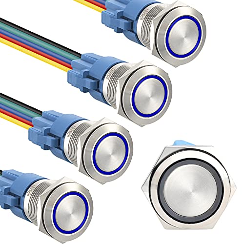 Snapklik.com : STARELO 5pcs 16mm Latching Led Push Button Switch Silver ...