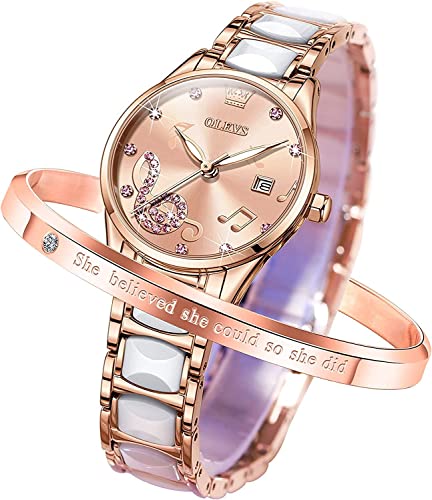 Image of OLEVS Women's Wristwatch, Stylish, Easy to Read Japanese Movement, Popular, Cute, Date, Luminous, Waterproof, Valentine's Day Gift, Pink, Versatile