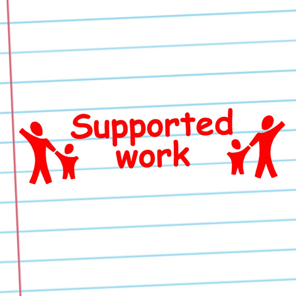 Classroom Capers Red Supported Work Teacher Stamp. Self-Inking, 12X33mm Image, Stamper For Teacher Marking And Feedback. Ink.