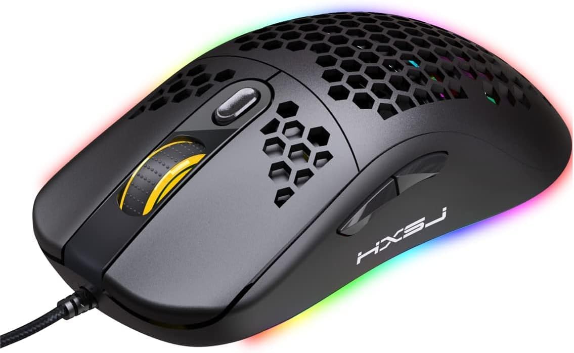 NEW HXSJ X600 Programming Gaming Mouse USB Wired Gaming Mouse Rgb Lighting Mouse with Six Adjustable DPI For Desktop Laptop Black