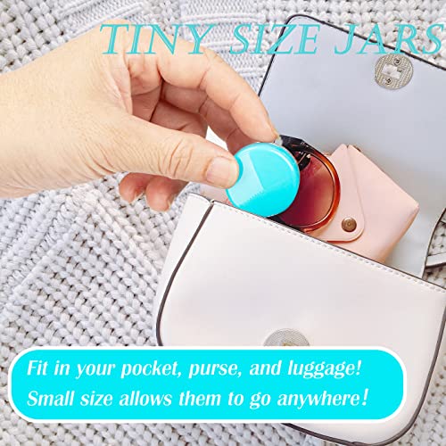 Image of 3 Gram Sample Containers with Lids, 25 Count Tiny Sample Jars, 3ML Makeup Cosmetic Containers for Lip Balms, Lotion, Powder, Beauty Products(Blue Lids)