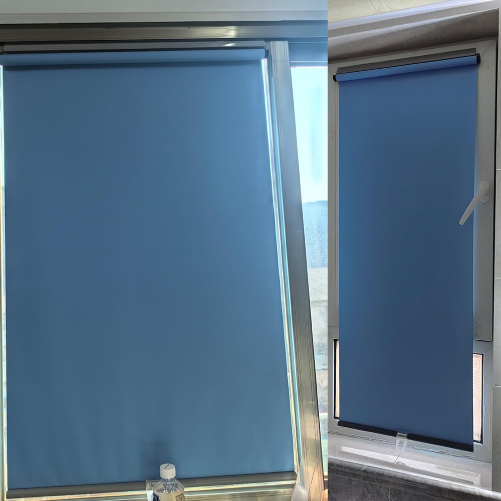 Store à rouleau occultant sans fil, isolation thermique, imperméable, à ressort avec arrêt spontané, autocollant et léger pour chambre à coucher, bureau, véhicule récréatif pour portes coulissantes