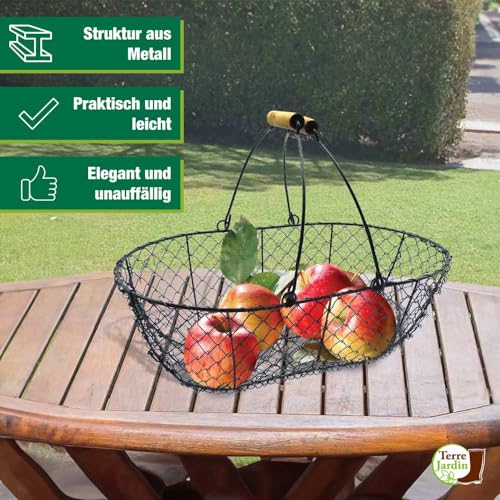 Drahtkorb Terre Jardin Erntekorb 8 L aus schwarzem Metall